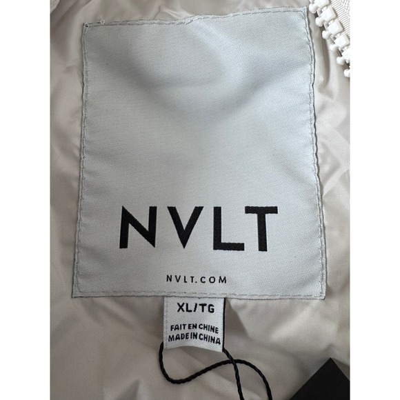 NVLT Womens XL TG Puffer Jacket Winter Warm Quilted Hooded Ivory White - Picture 4 of 10